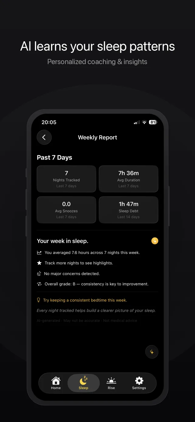 Rouse AI sleep coaching insights screen